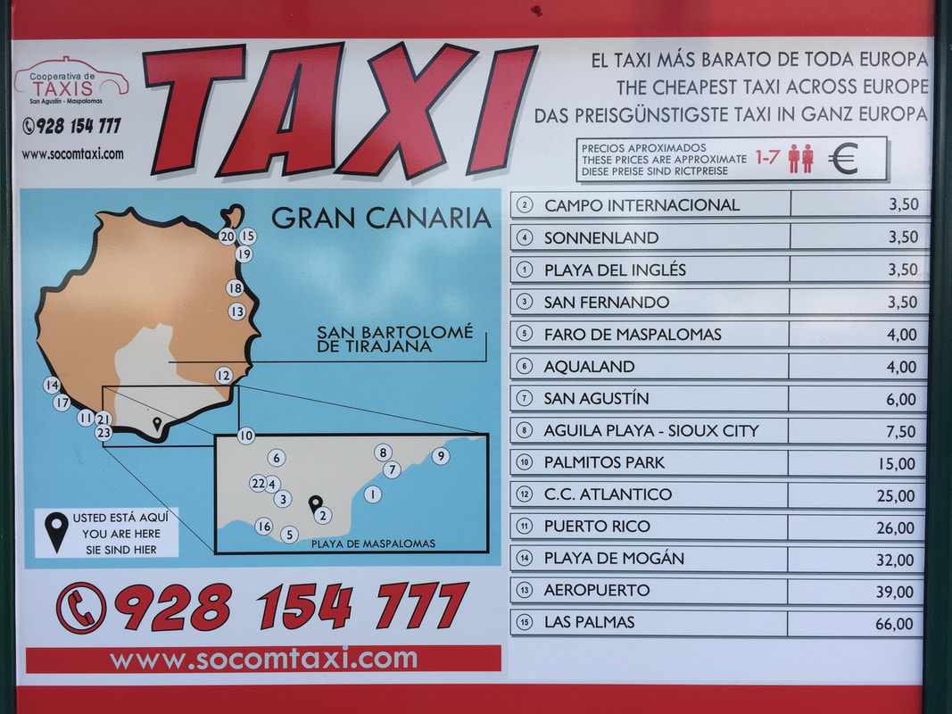 Picture af prisskilte for taxaer ved Faro